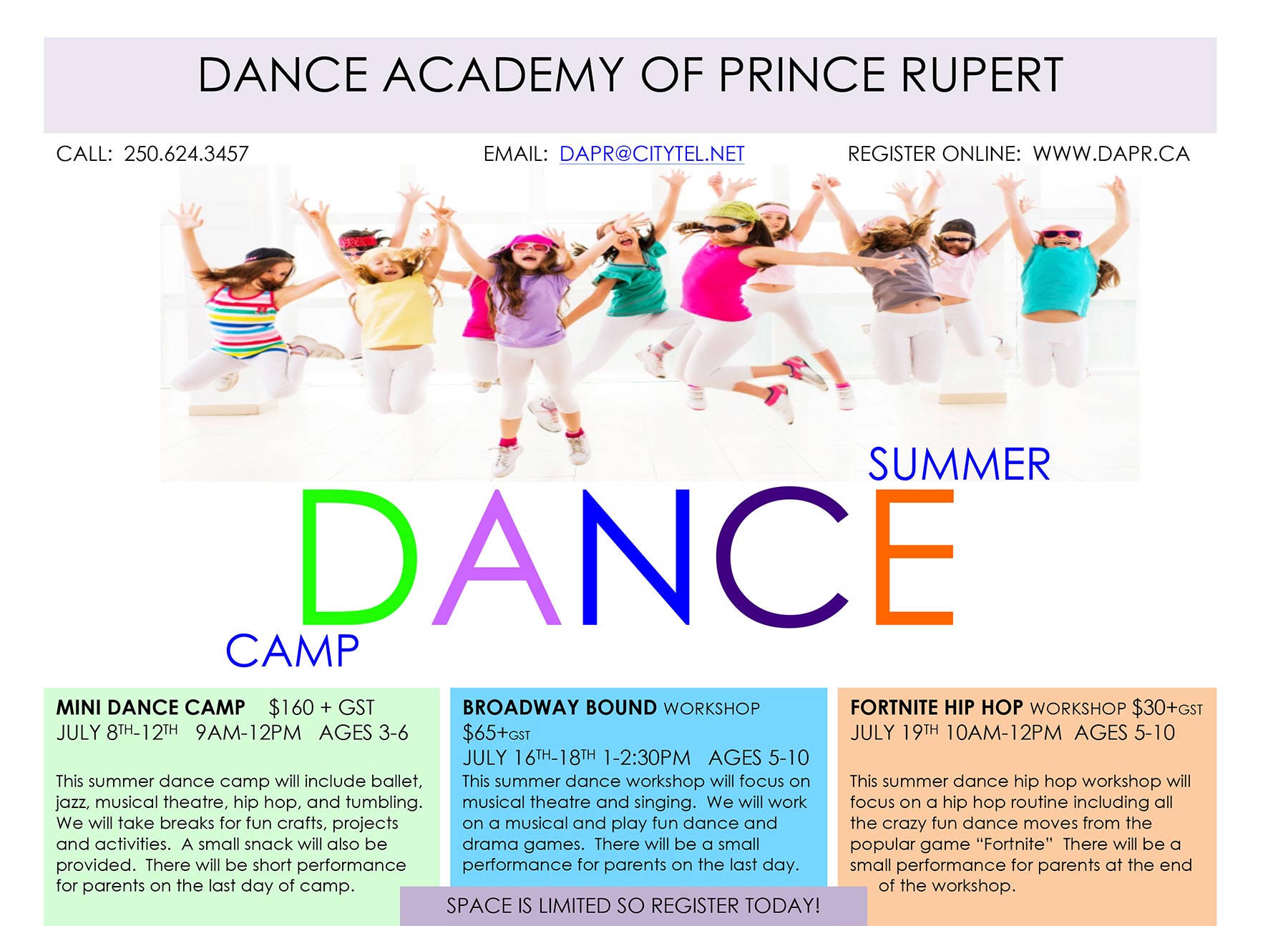 DAPR Summer Dance Camps in Prince Rupert